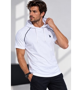 Dewberry Erkek Pamuklu Kapüşonlu Tişört Düz Beyaz T9570 Casual Stil, Jean ve Şort Kombini, Seyahat Gardırobu