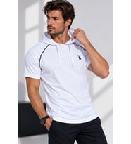 Dewberry Erkek Pamuklu Kapüşonlu Tişört Düz Beyaz T9570 Casual Stil, Jean ve Şort Kombini, Seyahat Gardırobu