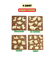 Çocuk Puzzle (Yapboz) Birinci Sınıf Ahşap 4 Parça Eğitici Öğretici Eğlenceli Set