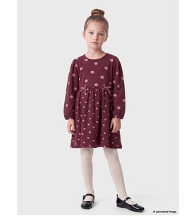 LCW Kids Pembe Bisiklet Yaka Kalp Desenli Kız Çocuk Elbise