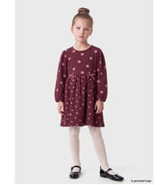 LCW Kids Pembe Bisiklet Yaka Kalp Desenli Kız Çocuk Elbise