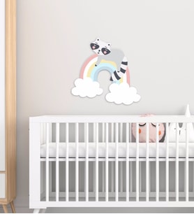 BK Gift Gökkuşağı Tasarımlı Çocuk Odası Ahşap Duvar Süsü-1 (Beyaz)