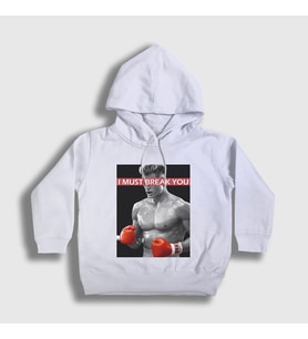 Presmono Unisex Çocuk Beyaz Break ivan Drago Film Rocky Kapüşonlu Sweatshirt 249477tt (Beyaz)
