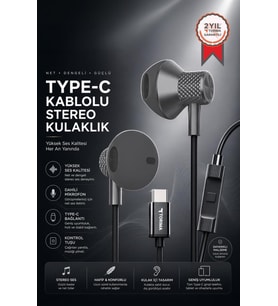 Torima Kablolu Kulaklık Type-C Girişli Kulak İçi Kulaklık TC05 Gri