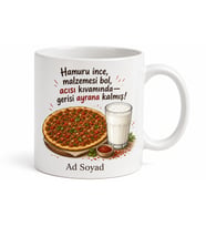 Lahmacuncu Temalı Acılı Lahmacun Ayran Baskılı Porselen Kupa Bardak Hediye