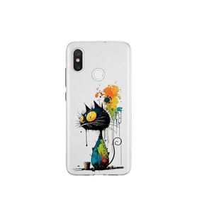 Xiaomi Mi 8 ile Uyumlu Splash Kedi Tasarımlı Şeffaf Silikon Kılıf