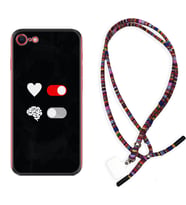 Apple iPhone 5 6 7 8 Plus Se XR Kılıf Boyun Asklı Rasta Silikon Love Brain 1722