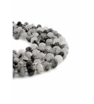 Rutil Kuvars Taşı Faset Kesim Parlak Siyah 8x6mm Doğal Taş Dizi [AA]