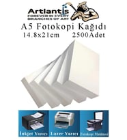 Fotokopi Kağıdı A5 80 gr 500 lü 5 Paket  Fotokopi Kağıdı Lazer İnkjet ve Fotokopi Makineleri İçin Uyumlu (Beyaz)