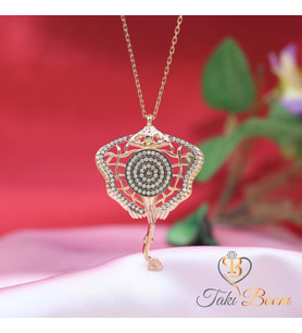 Beyaz Taşlı Vatoz Balığı Gümüş Kolye