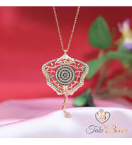 Beyaz Taşlı Vatoz Balığı Gümüş Kolye
