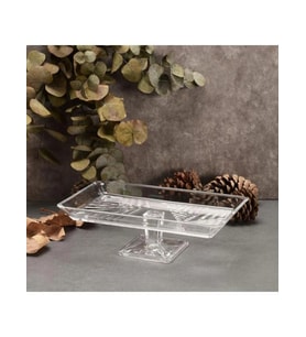 Esonez 950008 Madlen Ayaklı Dikdörtgen Cam Servis Tabağı 17,5 x 28,8 x 21,1 cm