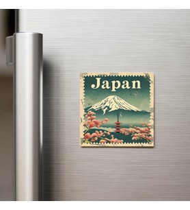 Japonya Japan - Posta Pulu Temalı Ülke - Baskılı Buzdolap Magneti Kare - 9x9 cm