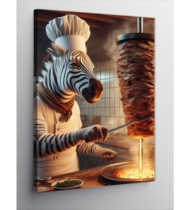 Kanvas Tablo Döner Yapan Zebra
