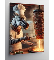 Kanvas Tablo Döner Yapan Zebra