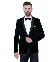 Düz Siyah Velvet Ceket  Wessi (Beyaz)