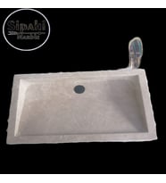 Bej Mermer Dışı Patlatma Dikdöertgen Lavabo