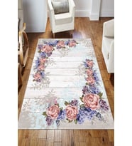Dijital Kaymaz Taban Yıkanabilir Salon Halısı Mutfak Halısı Koridor Halısı Yolluk ND-HS-454 (Bej)