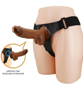 LilituShop 20 cm Belden Bağlamalı İçi Dolu Strapon Melez Penis