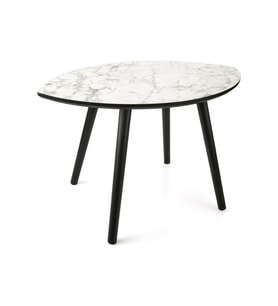 Mermer Desenli Oval Model Sehpa Gri (70X47X42 Cm)