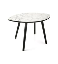 Mermer Desenli Oval Model Sehpa Gri (70X47X42 Cm)