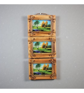 El Yapımı Doğal Ahşap 3’lü Bambu Bamboo Fotoğraf Çerçevesi Dekoratif Ev Ofis Hediyesi Duvar Süsü - 3