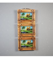 El Yapımı Doğal Ahşap 3’lü Bambu Bamboo Fotoğraf Çerçevesi Dekoratif Ev Ofis Hediyesi Duvar Süsü - 3