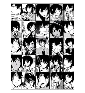 Dazai Osamu Kolaj- Manga Siyah Beyaz Versiyonu Tablo Ahşap Poster Dekoratif