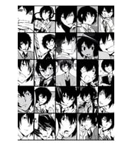 Dazai Osamu Kolaj- Manga Siyah Beyaz Versiyonu Tablo Ahşap Poster Dekoratif