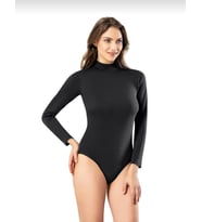 KOTA 6181 KADIN YARIM BOĞAZLI UZUN KOL ÇITÇITLI BODY TEKLİ (Siyah)