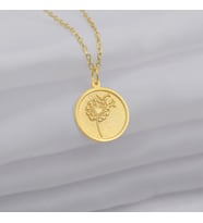 Kişiye Özel 925 Ayar Gümüş Karahindiba Figürlü Kolye (Gold)