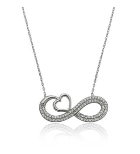 Aya Diamond Gümüş Kalpli Sonsuzluk Bayan Kolye