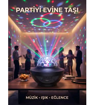 Müzikli RGB Disko Lambası Bluetooth Hoparlörlü Renkli Parti Işığı USB TF Kart Girişli