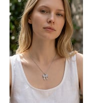 Çelik Silver Taşlı Kurdele Kolye - 25ctr421