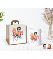 BK Gift Kişiye Özel Ahşap Kutuda Sevgililer Karikatürlü Beyaz Kupa Bardak-8