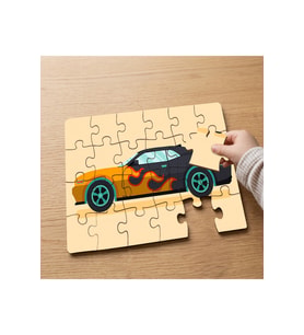 Alev Şekilli Araba Tasarımlı 24 Parça Ahşap Çocuk Puzzle MPK0523