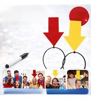 Kişiselleştirilebilir Ok İşaretli Mesaj Tacı (2’li Set Sarı-Kırmızı)