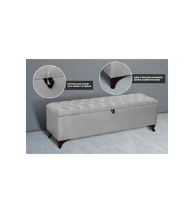 Vetra Sandıklı Bench Puf, Beyaz
