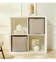 Ocean Home Textile 2'li Bej Renk Dokulu Kumaş Sepet Set 30 x 30 x 30 cm