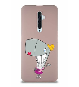 Oppo Reno 2Z Soft Premier Kapak Pearl Yengeç Tasarımlı Silikon Kılıf - Pudra (Şeffaf)