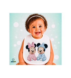 Mickey Mouse Keten Bebek Mama Önlüğü – Yumuşak, Emici, Yıkanabilir, Özel Tasarım P135