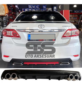 Toyota Corolla 2007-2012 Difüzör Arka Tampon Eki 4 Egzoz Çıkışlı Siyah Lüx Tip