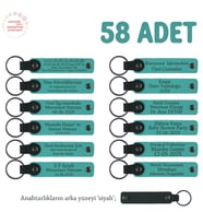 Özel Etkinliklerde Reklam Hediyesi, 58'li Set, Mesaj Yazılabilen Anahtarlık, Koyu Turkuaz & Siyah