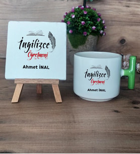 İngilizce Öğretmeni Hediye Seti Kupa Bardak T Kulplu ve Dekoratif Taş Öğretmenler Günü İngilizce Öğretmenine Hediye (Model 8)