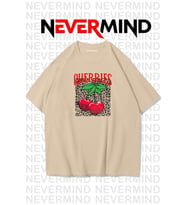 Unisex Cherries Baskılı Oversize Tshirt (Bej)