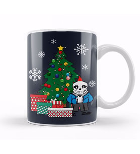 Sans Around The Christmas Tree Undertale Kupa Bardak Porselen
