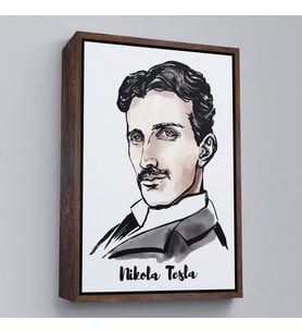 Çerçeveli Nikola Tesla Dekoratif Kanvas Tablo (Kahverengi)