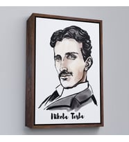 Çerçeveli Nikola Tesla Dekoratif Kanvas Tablo (Kahverengi)