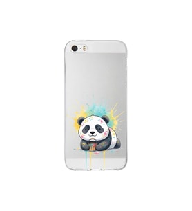 iPhone 5S ile Uyumlu Splash Panda Tasarımlı Şeffaf Silikon Kılıf
