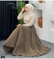 KIRIŞIK MODELLİ LÜKS MODA ETEK (Bej)